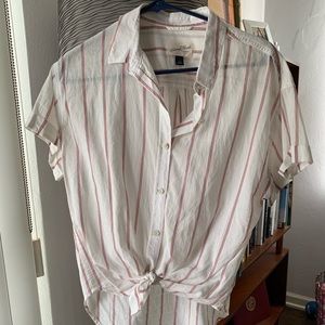 White Striped Button Up